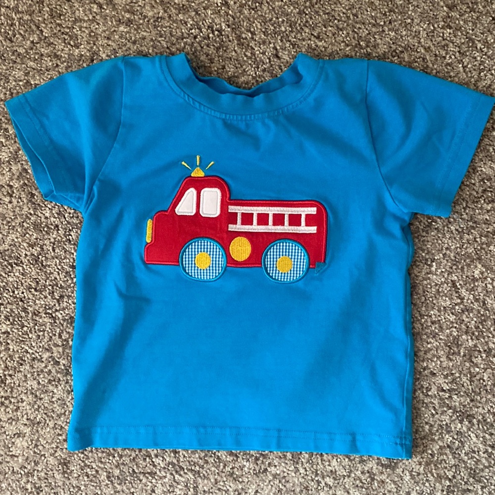 Smocked Polkadot Firetruck Shirt